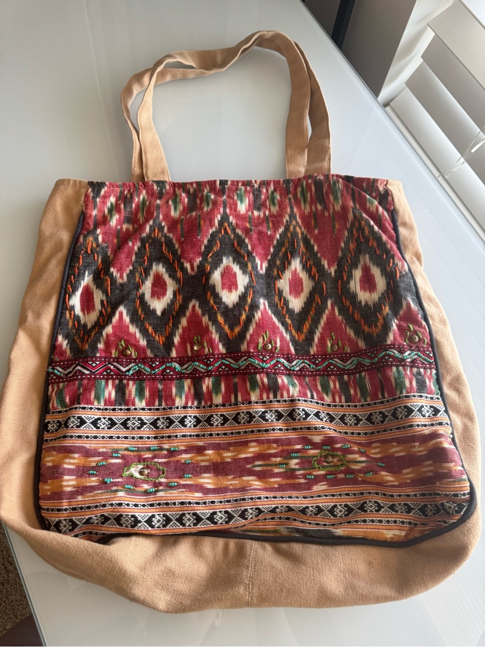World Market 100% Cotton Aztec Western Hippie Big Purse Shoulder Bag Colorful